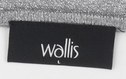 Wallis Women's Silver Pullover Jumper, Size L, Jewel Accent