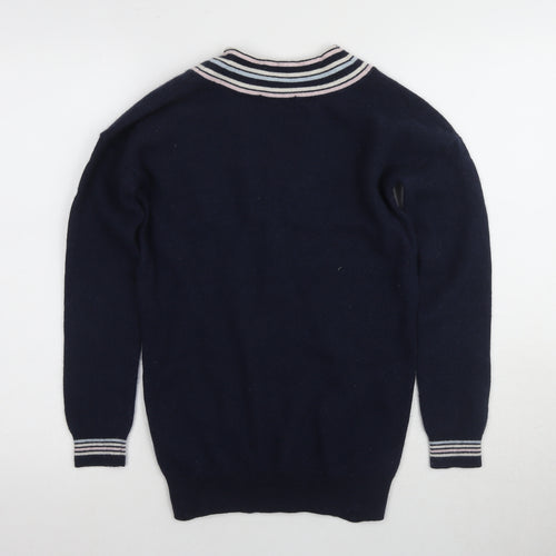 Boden Women's Blue V-Neck Wool-Cashmere Jumper S