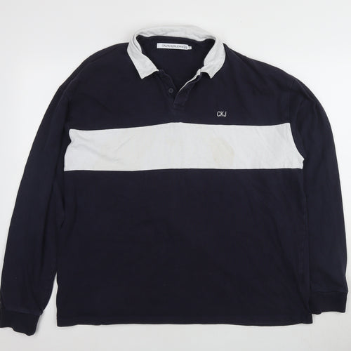 Calvin Klein Jeans Men's Blue Long Sleeve Polo M