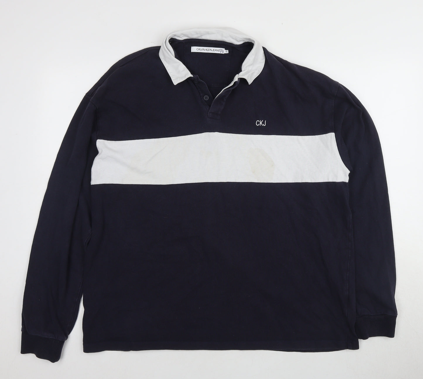 Calvin Klein Jeans Men's Blue Long Sleeve Polo M