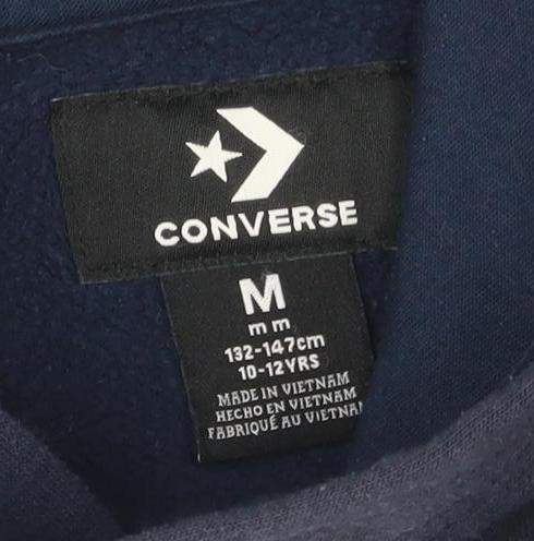 Converse Boys Blue Hoodie M Pullover Logo Accents