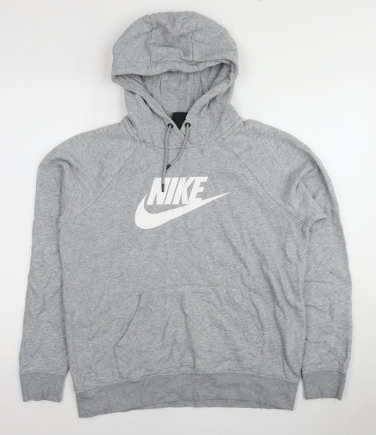 Nike Men's Grey Pullover Hoodie M - Sports Logo