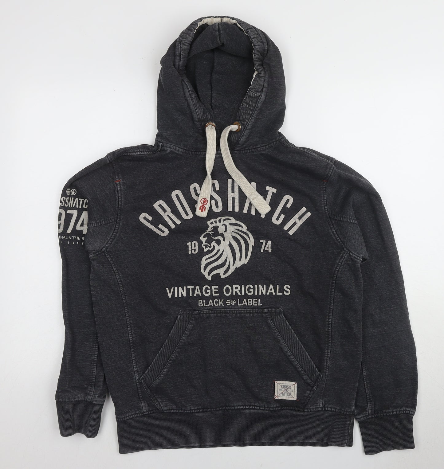 Crosshatch Men's Black Logo Hoodie L Pullover Sweatshirt