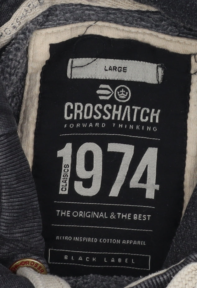 Crosshatch Men's Black Logo Hoodie L Pullover Sweatshirt