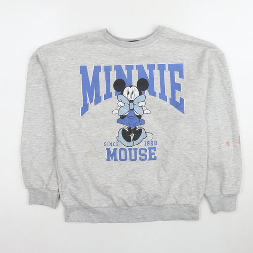 Disney Girls Grey Minnie Mouse Pullover Sweatshirt 10-11 Years