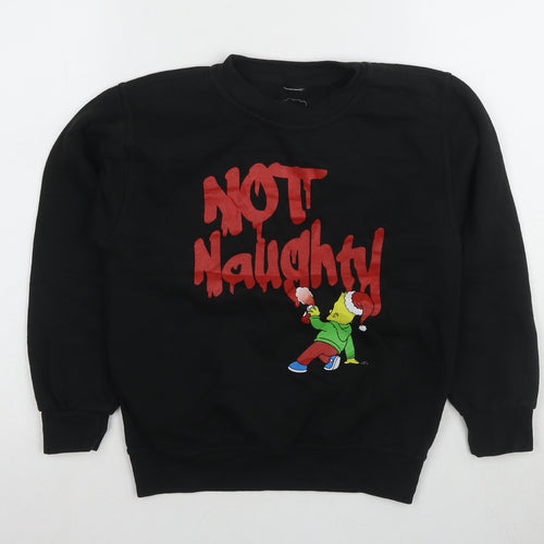 Simpsons Boys Black Graphic Print Pullover Sweatshirt L