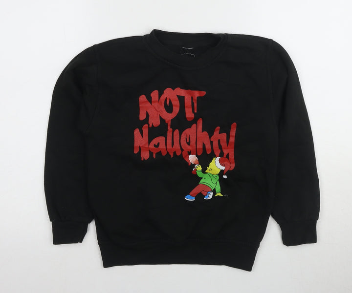 Simpsons Boys Black Graphic Print Pullover Sweatshirt L
