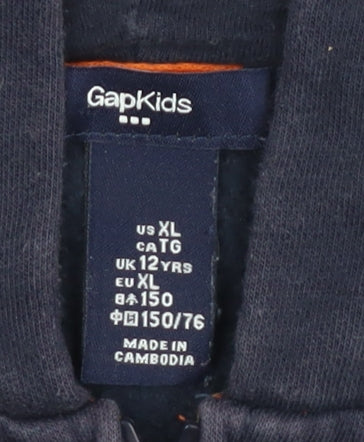GAP Boys Blue Hoodie 12 Years Full Zip Logo Hooded