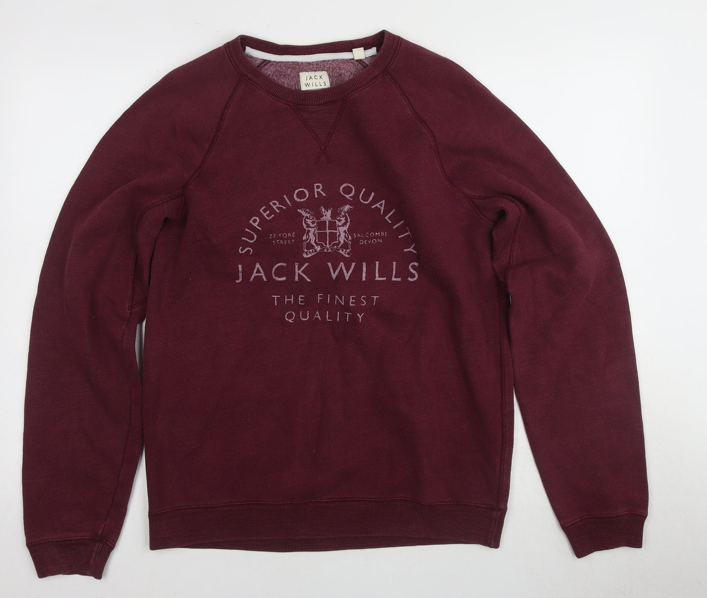 Jack Wills Men's Red Pullover Sweatshirt, M, Logo Design