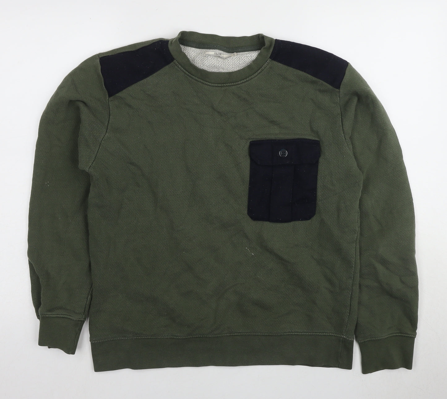 OLOW Men's Green Pullover Sweatshirt with Pocket - Size L