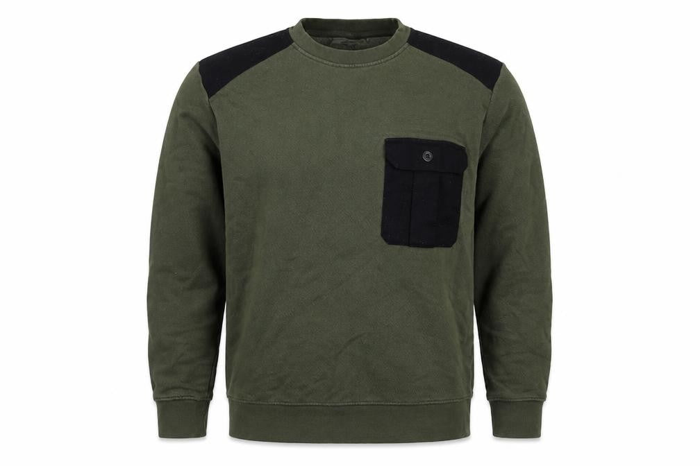 Front view of OLOW Men's Green Pullover Sweatshirt with Pocket -, size L