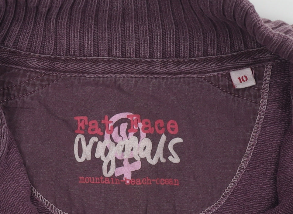 Fat Face Purple Women's Henley Sweatshirt Size 10