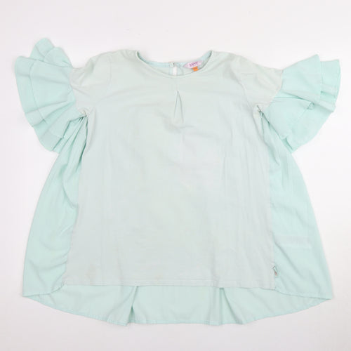 Baker by Ted Baker Girls Green Tunic Blouse 12-13Y, Ruffle Sleeves