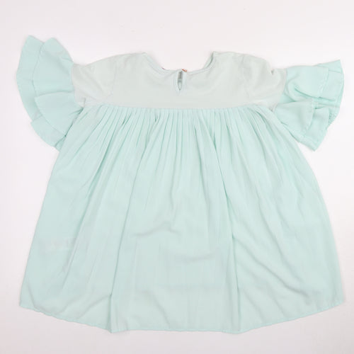 Baker by Ted Baker Girls Green Tunic Blouse 12-13Y, Ruffle Sleeves