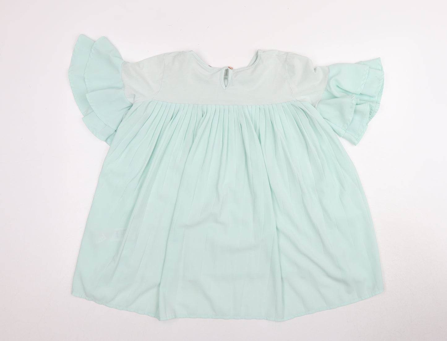 Baker by Ted Baker Girls Green Tunic Blouse 12-13Y, Ruffle Sleeves