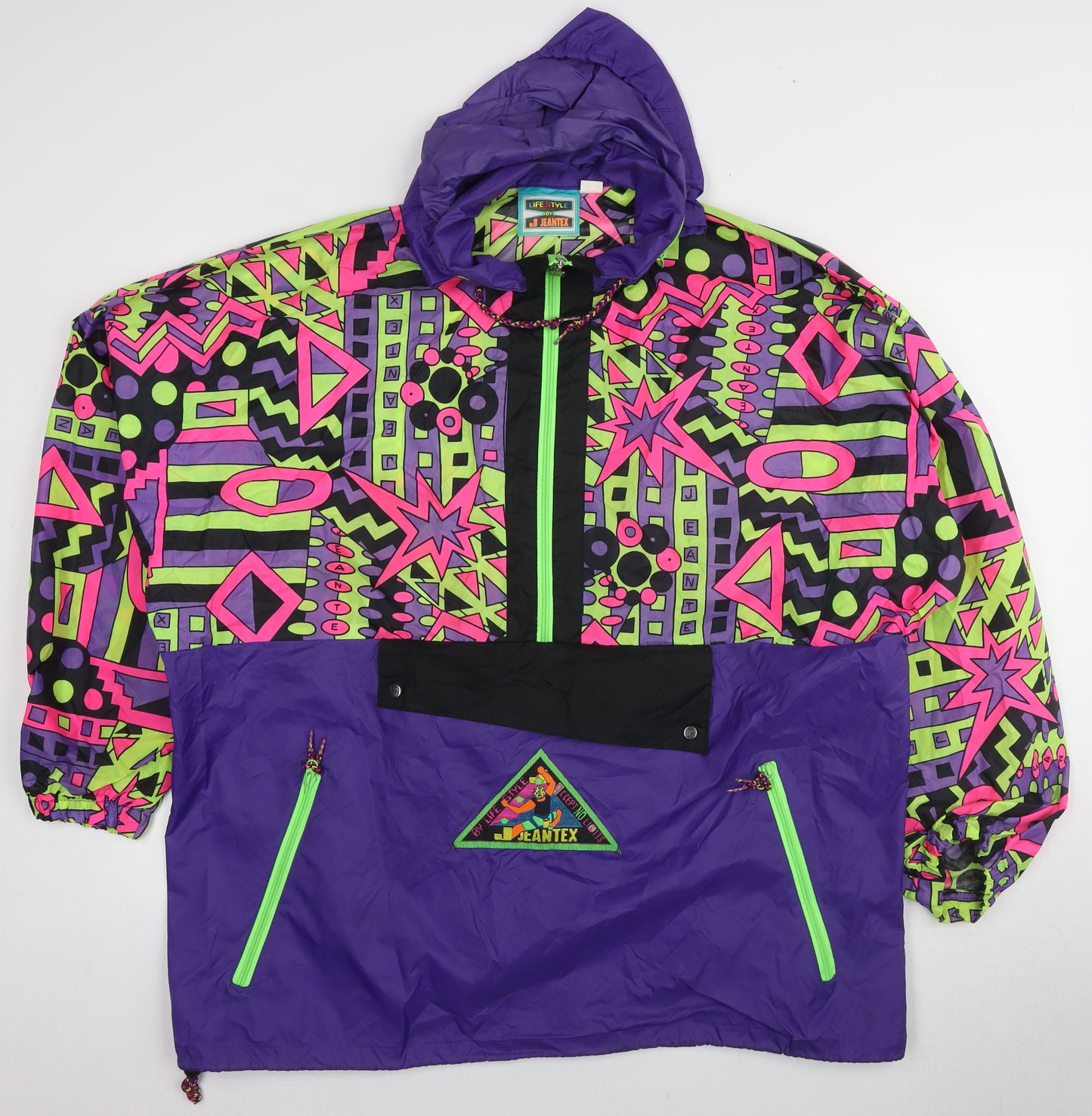 Lifestyle by J Jeantex Unisex Multicoloured 80s Windbreaker Jacket 2XL