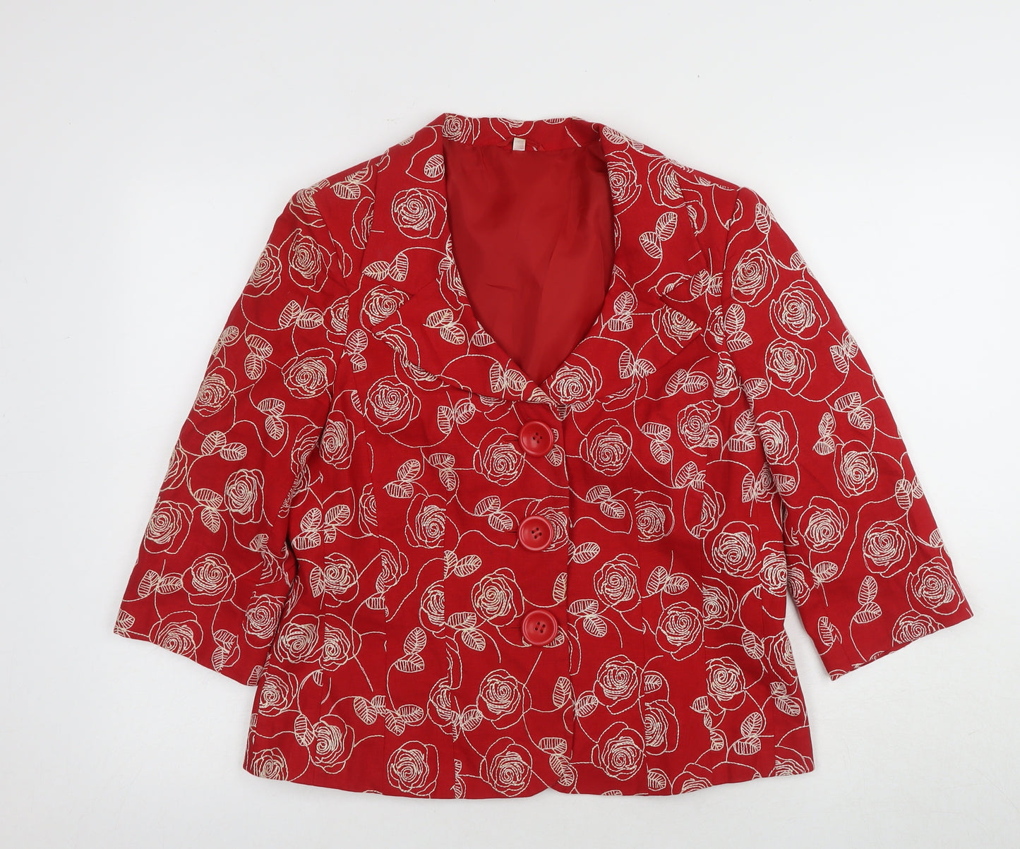 Style by EWM Women’s Red Floral Blazer Size 14