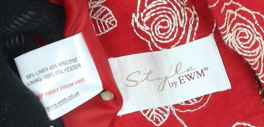 Style by EWM Women’s Red Floral Blazer Size 14