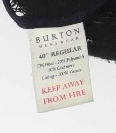 Burton Men's Black Wool Cashmere Overcoat 40