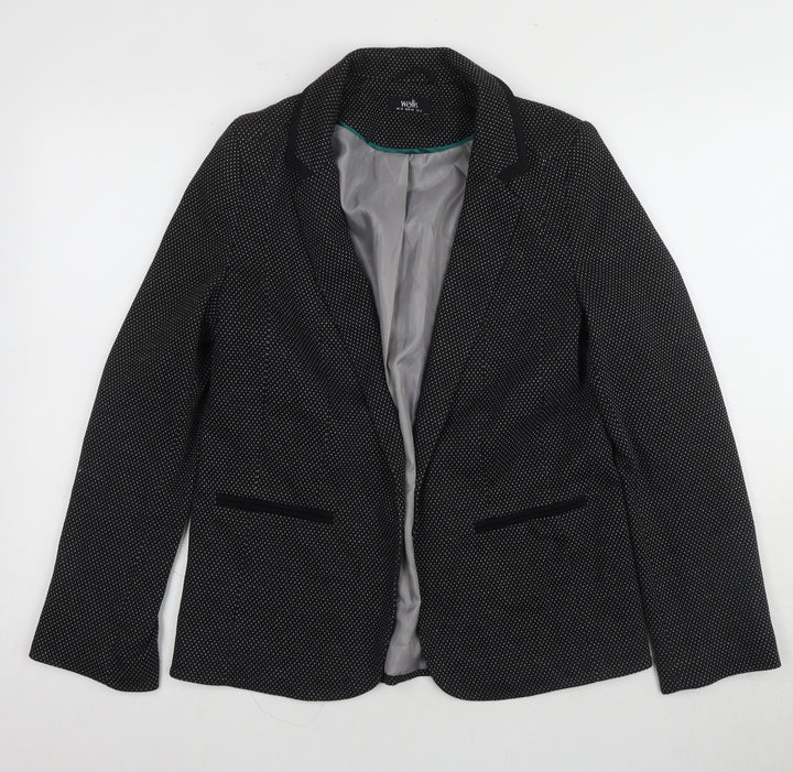 Wallis Women's Black Geometric Blazer, Size 10, Business Casual