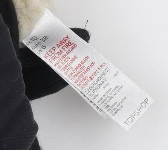 Topshop Women's Black Parka Jacket Size 10