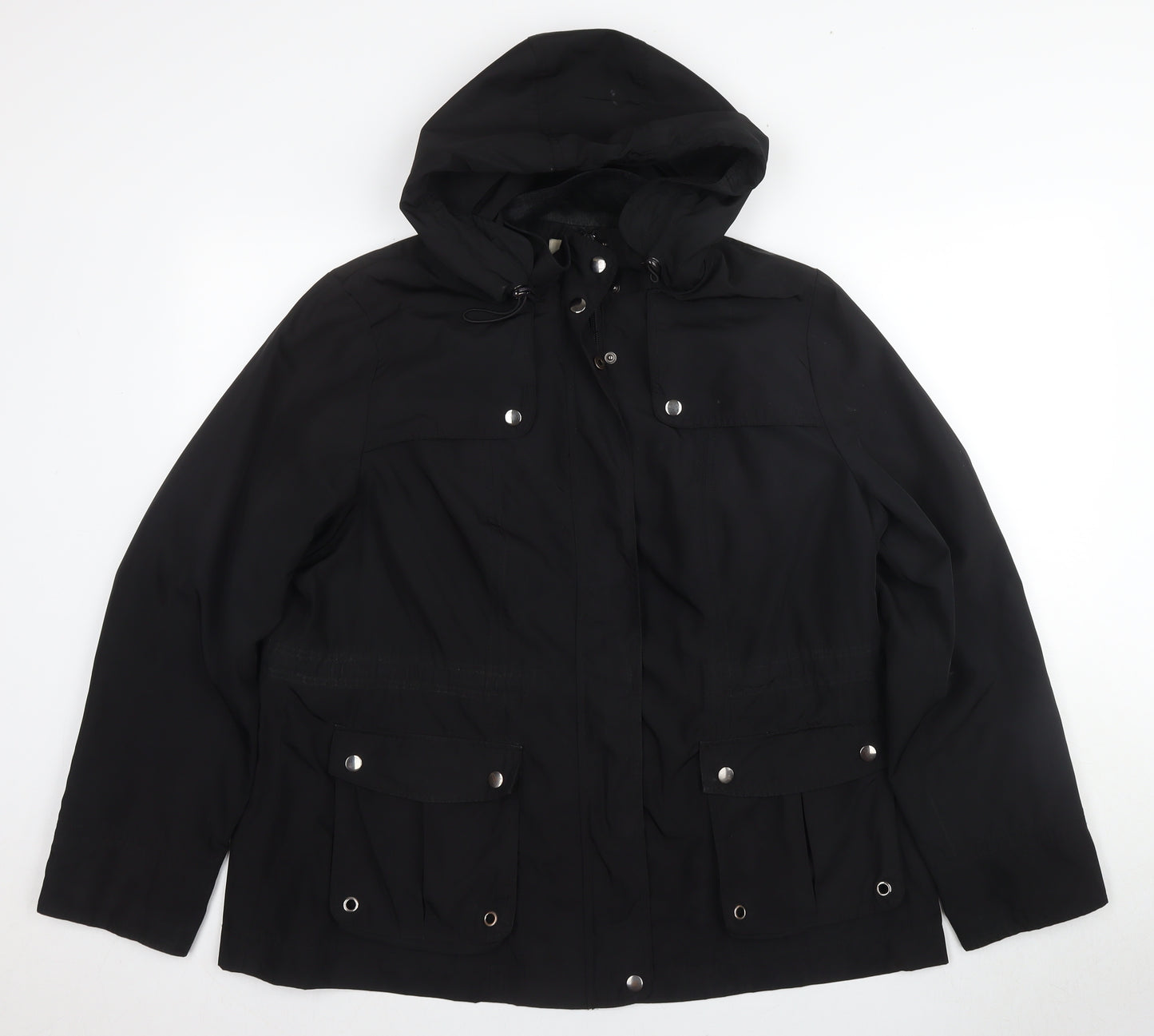 BHS Women's Black Parka Jacket, Size 20, Hooded