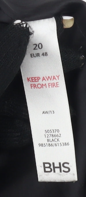 BHS Women's Black Parka Jacket, Size 20, Hooded