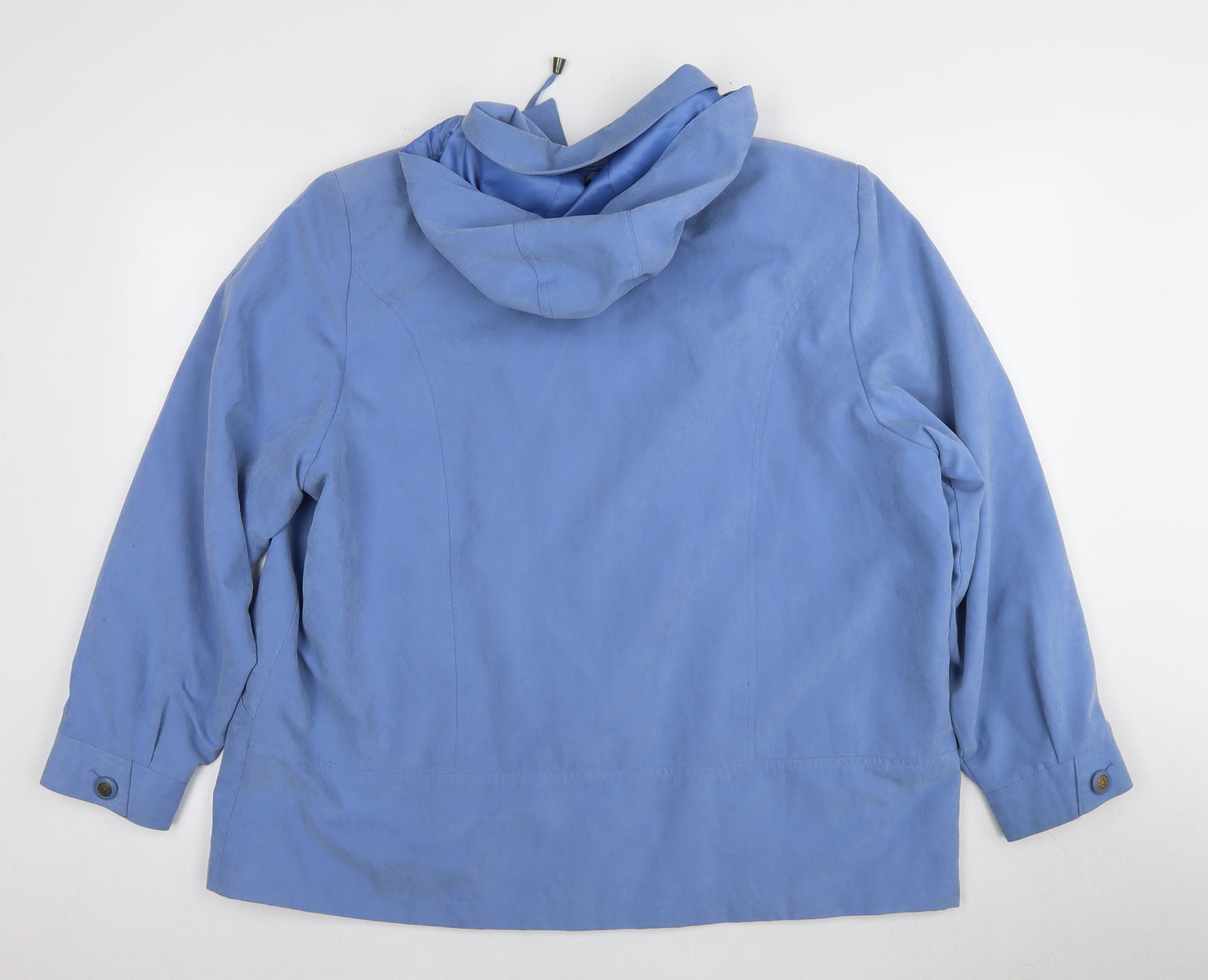 JBC Women's Blue Rain Coat, Size 22, Button Hooded