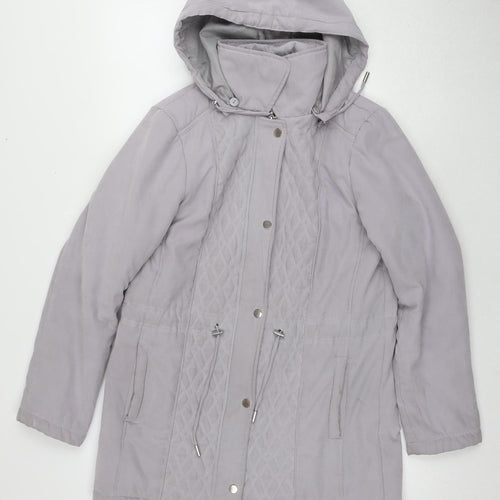 Bonmarché Women's Grey Parka Jacket Size 10 Hooded Casual