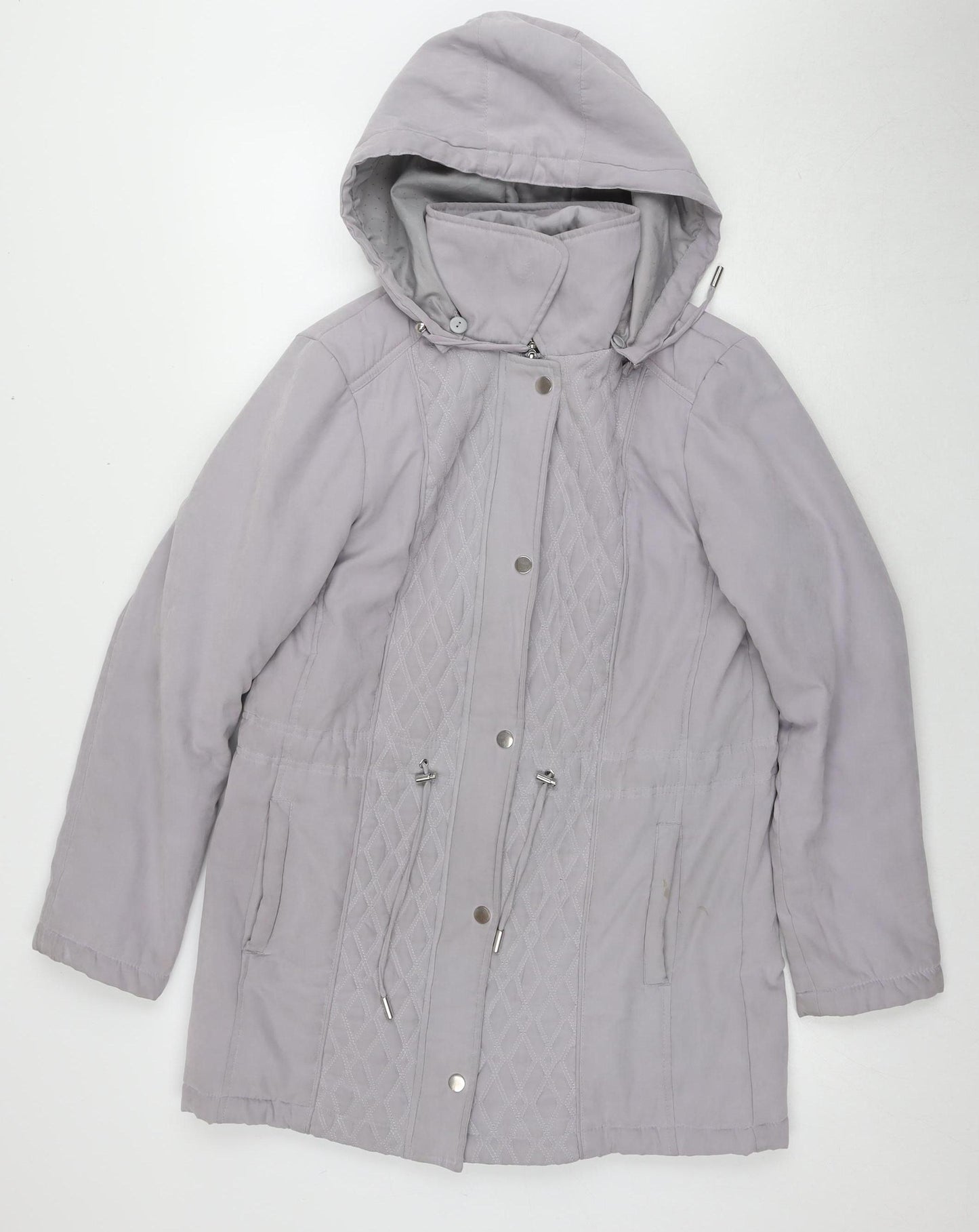 Bonmarché Women's Grey Parka Jacket Size 10 Hooded Casual