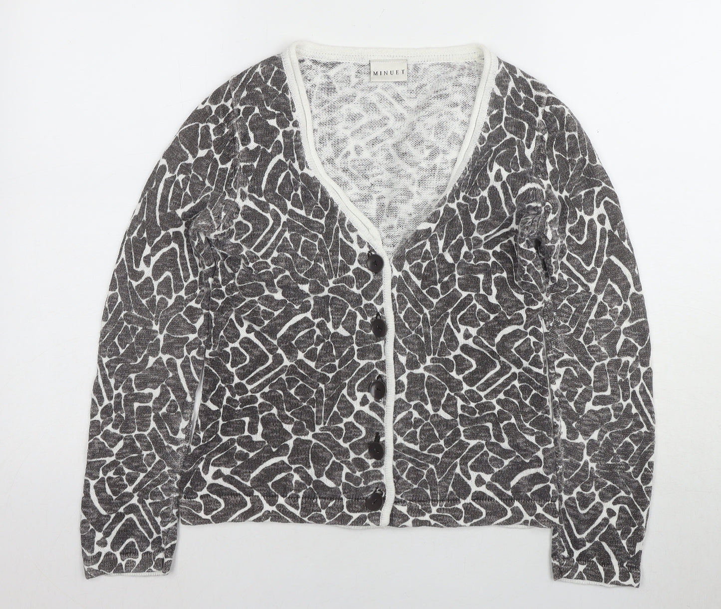 Minuet Women's Grey Cardigan, Size 8, V-Neck, Button Accents