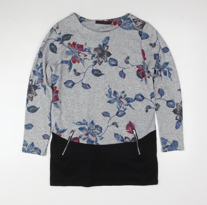 Tenki Women's Grey Floral Pullover Jumper S