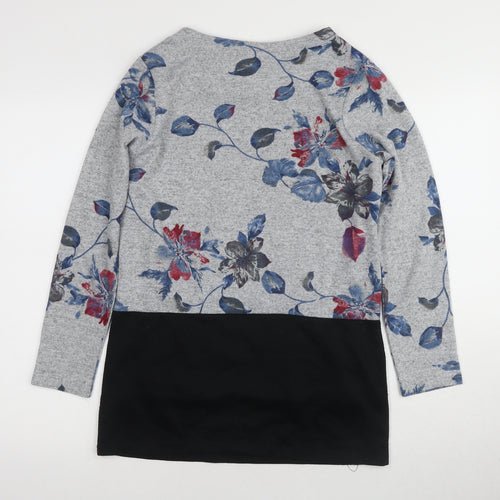 Tenki Women's Grey Floral Pullover Jumper S