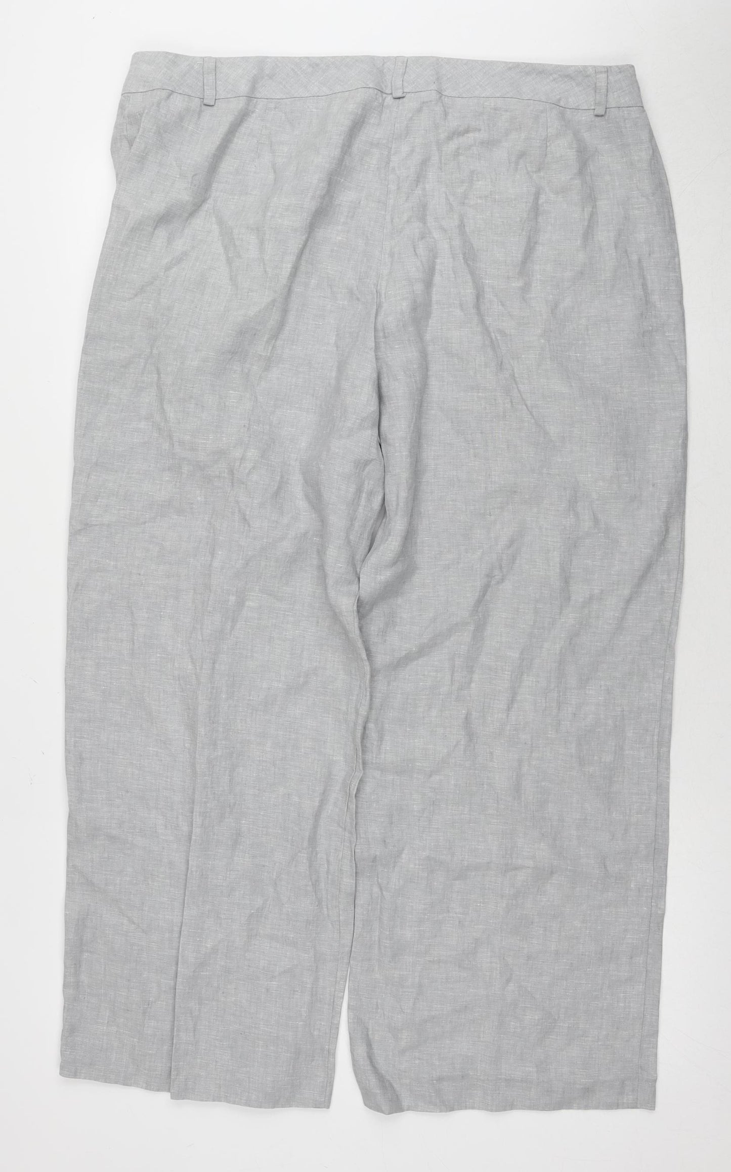 Marks and Spencer Women's Grey Linen Cropped Trousers