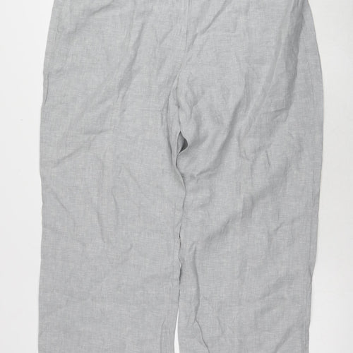 Marks and Spencer Women's Grey Linen Cropped Trousers