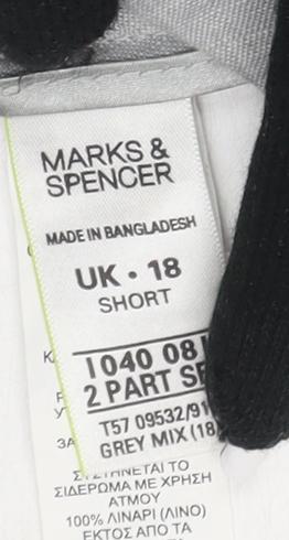 Marks and Spencer Women's Grey Linen Cropped Trousers