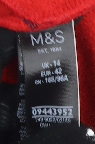 Marks and Spencer Women's Red Fleece Zip Jacket Size 14