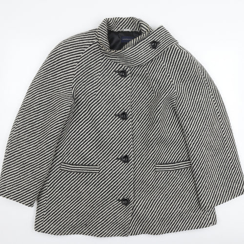 Windsmoor Women's Black Pea Coat, Size 12, Herringbone Pattern