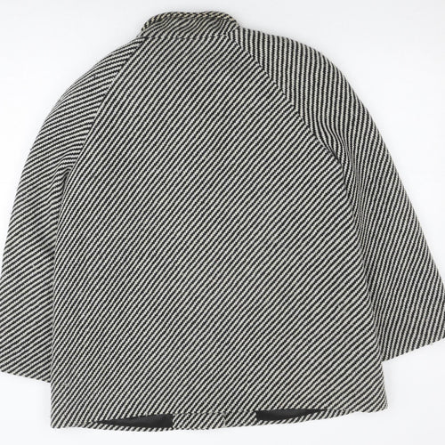 Windsmoor Women's Black Pea Coat, Size 12, Herringbone Pattern