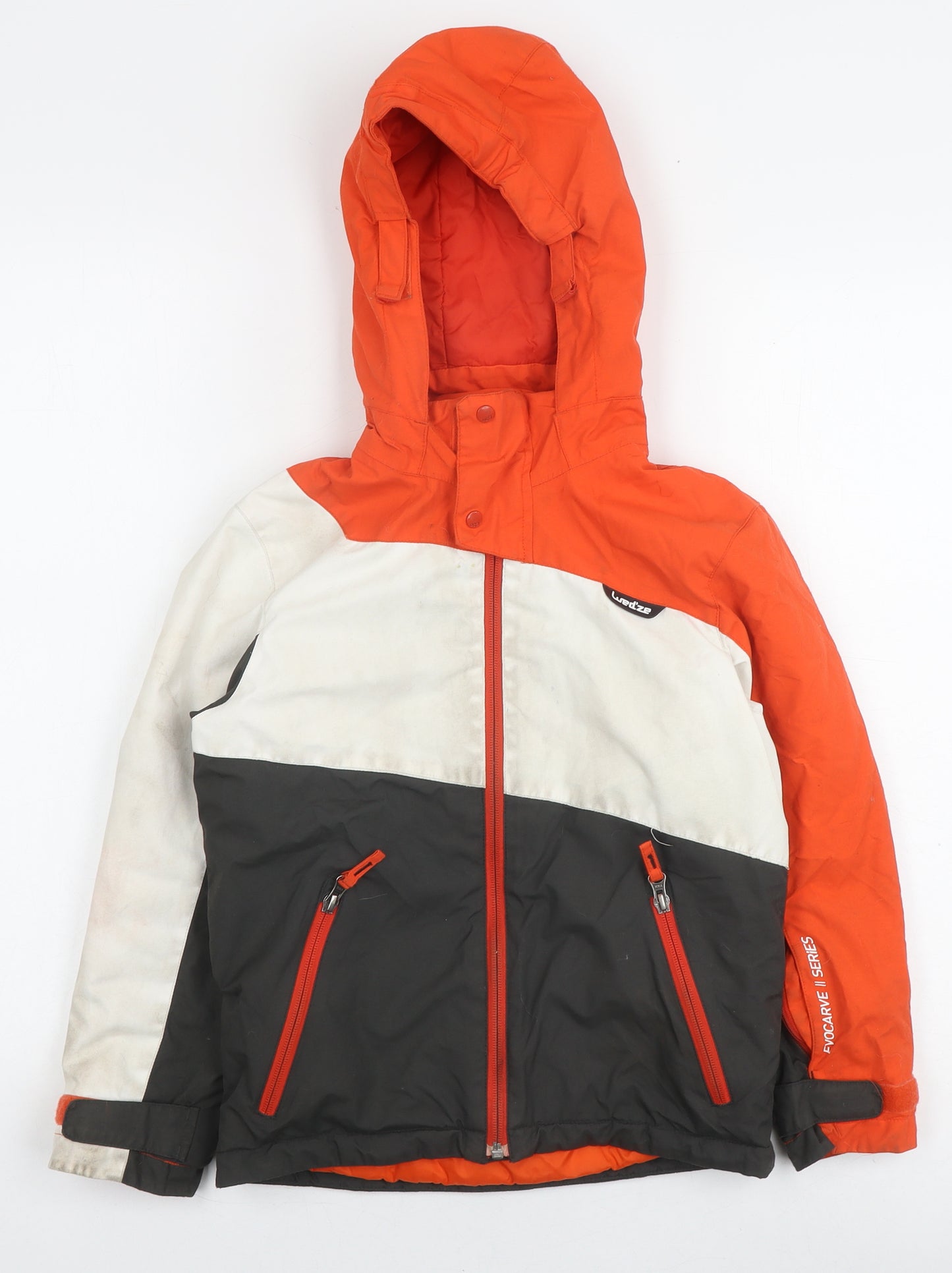 Decathlon Boys Orange Ski Puffer Jacket Age 8