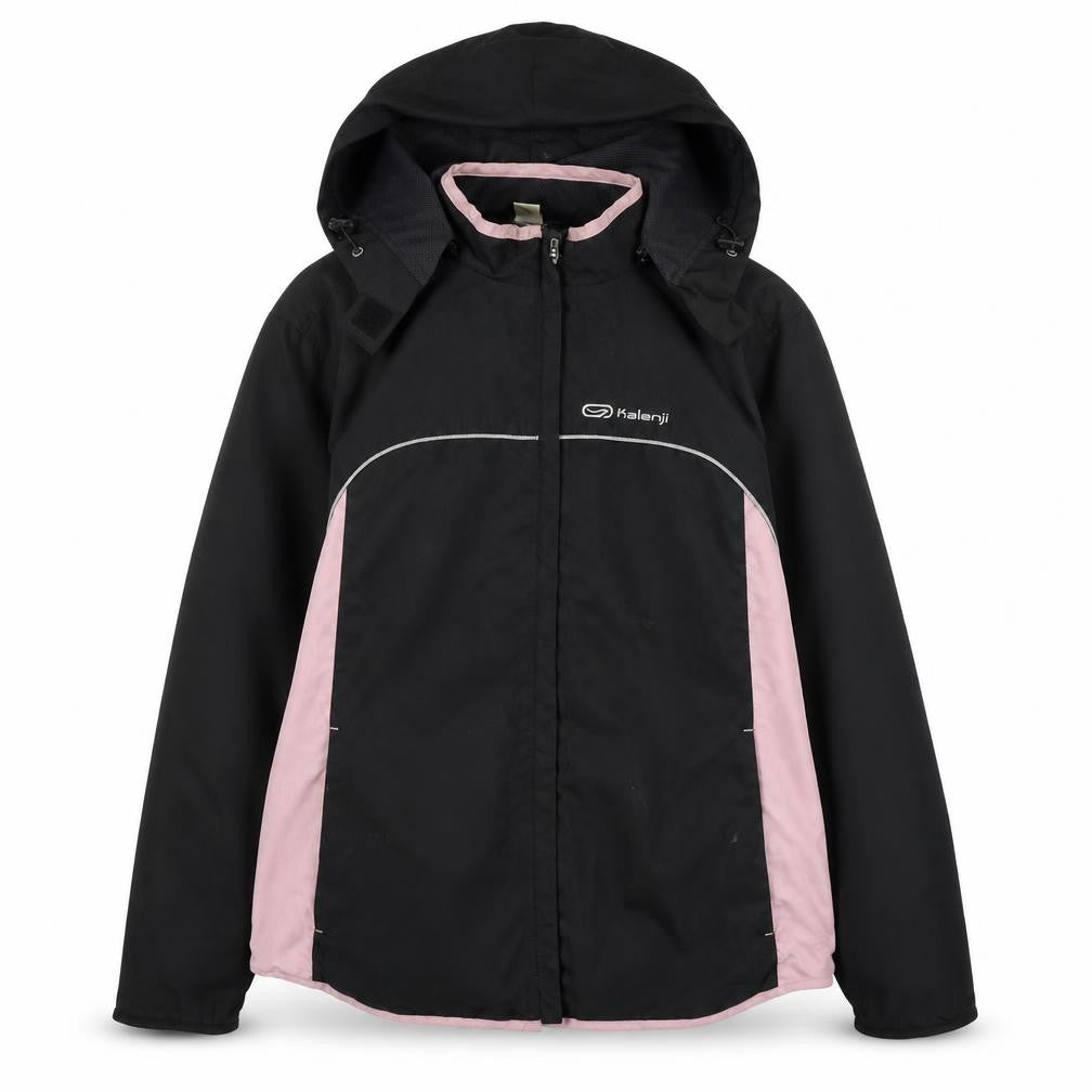Front view of Kalenji Women's Black Hooded Jacket, size 14
