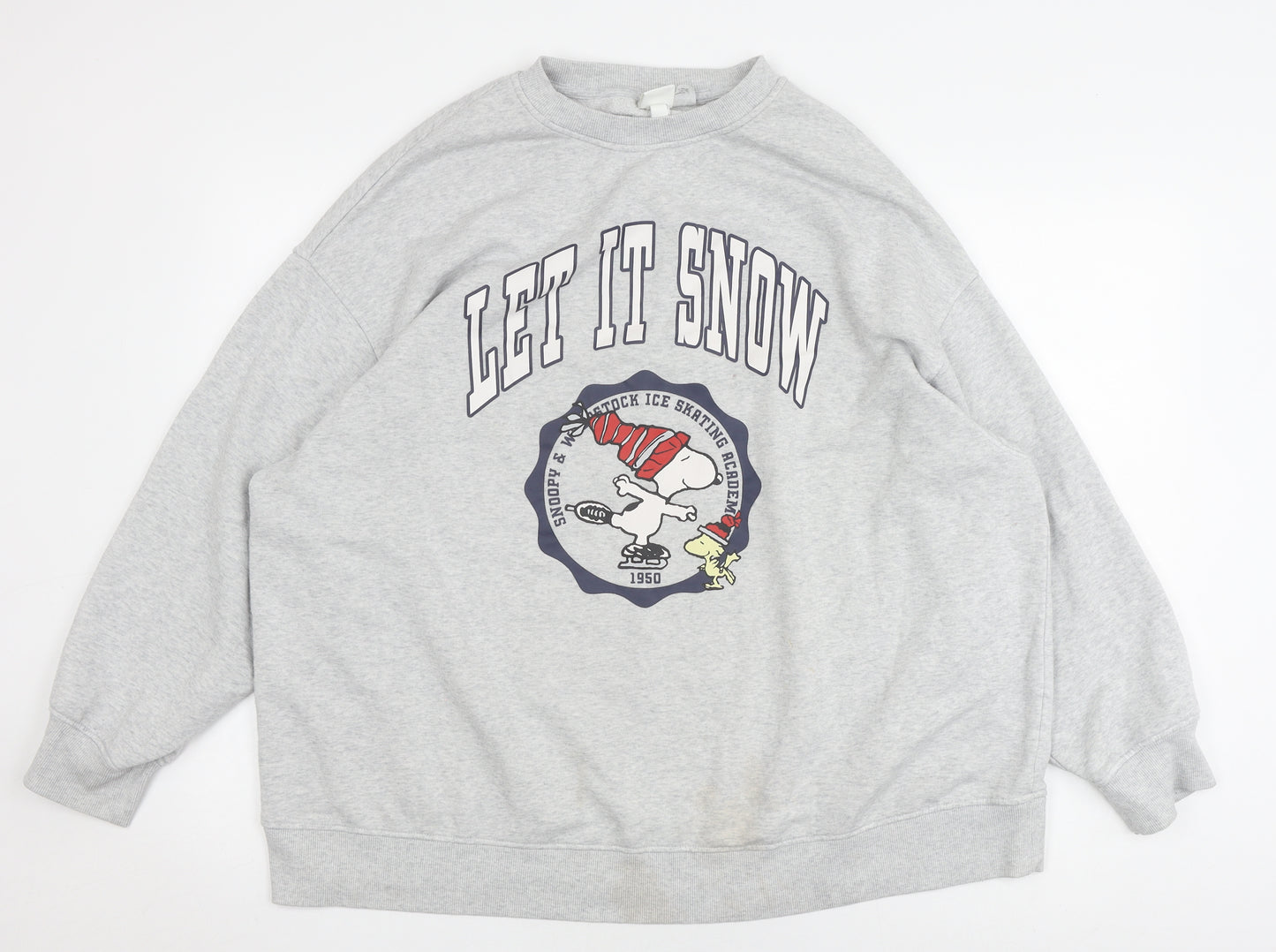 H&M Women Grey M Pullover Sweatshirt Snoopy Design