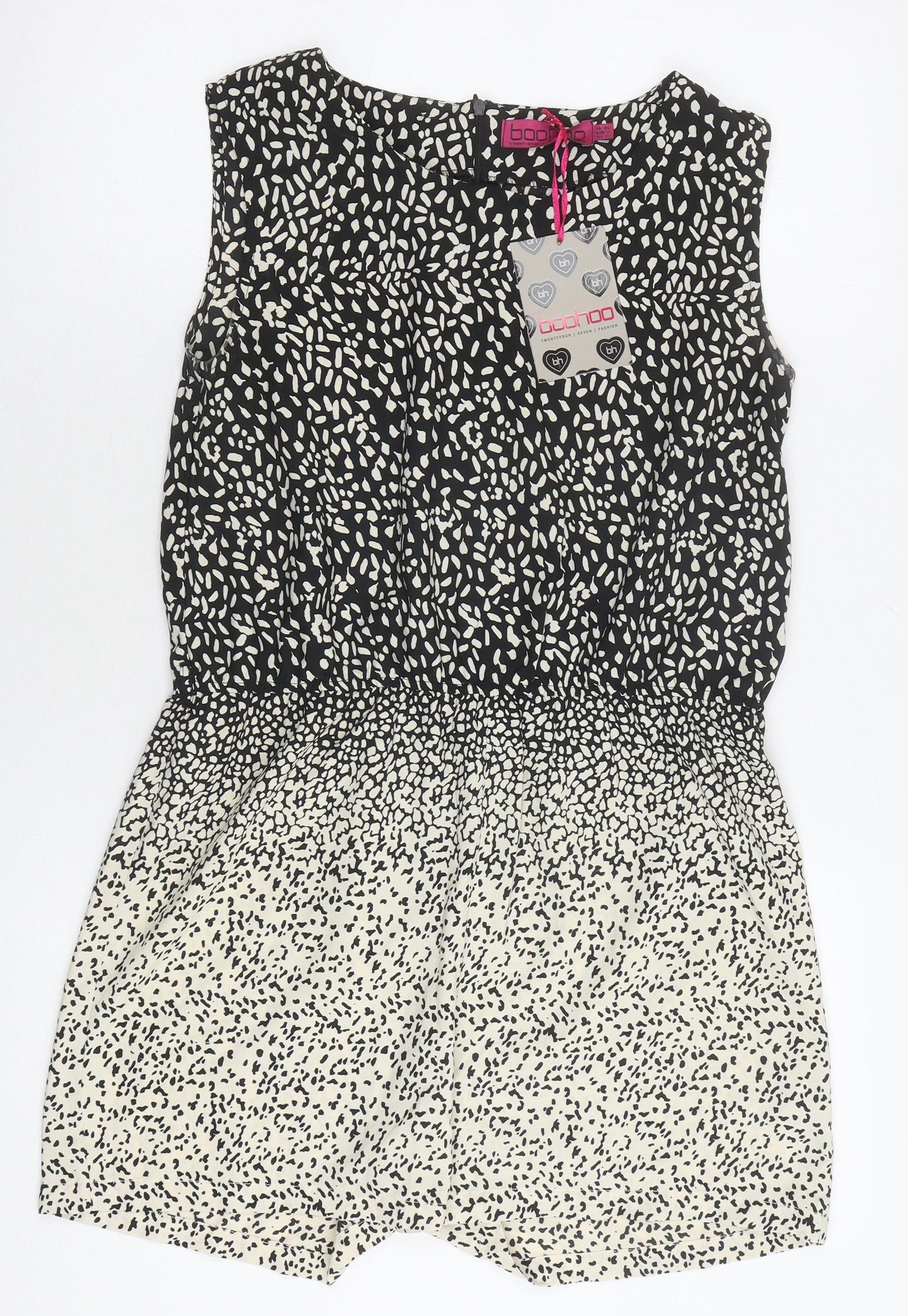 boohoo Women's Black & White Playsuit Size 10