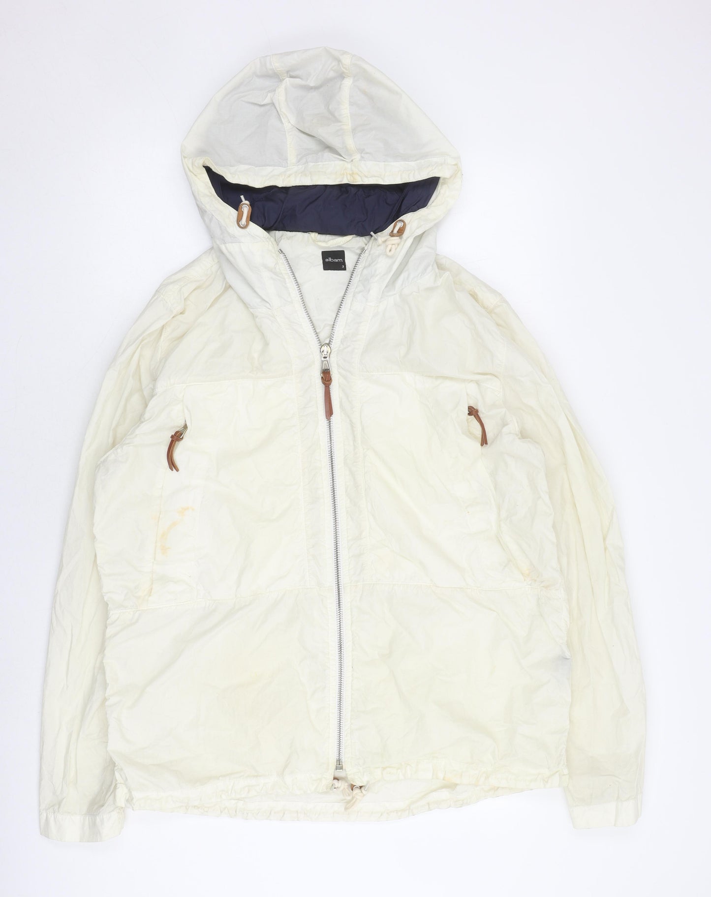 Albam Men's White Windbreaker Jacket with Hood Size 3