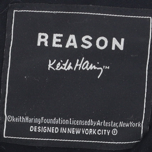 Reason Men's Black Graphic Polo Shirt S - Art Embroidery