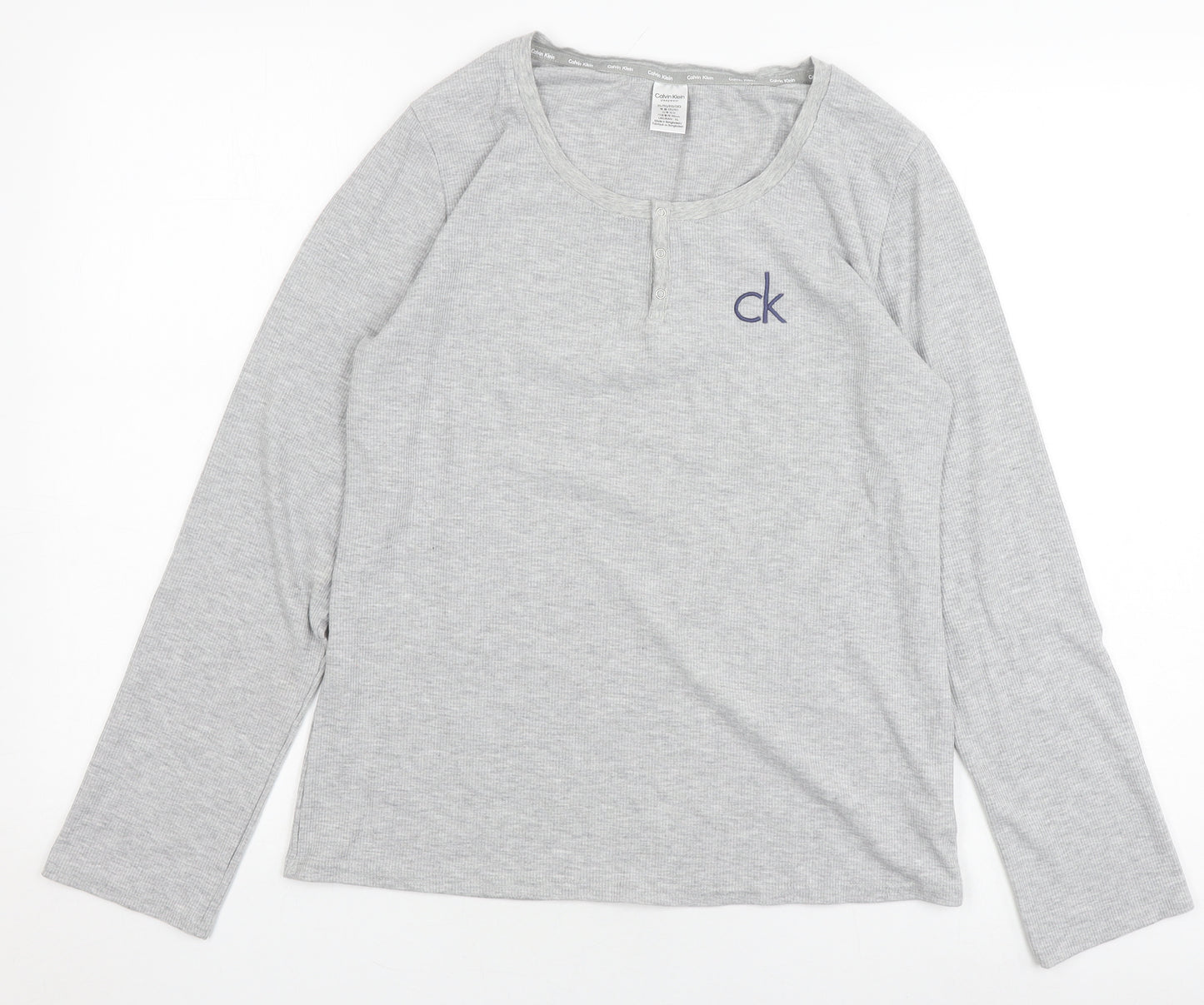 Calvin Klein Women’s Grey XL Henley Pyjama Top