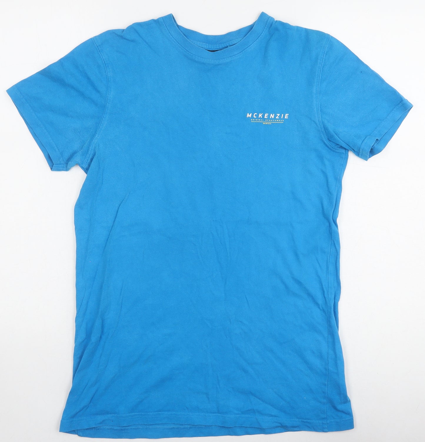 McKenzie Men's Blue Cotton Short Sleeve T-Shirt S