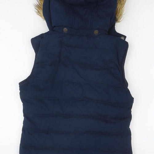 FatFace Women Navy Hooded Gilet Size 8 Puffer Vest