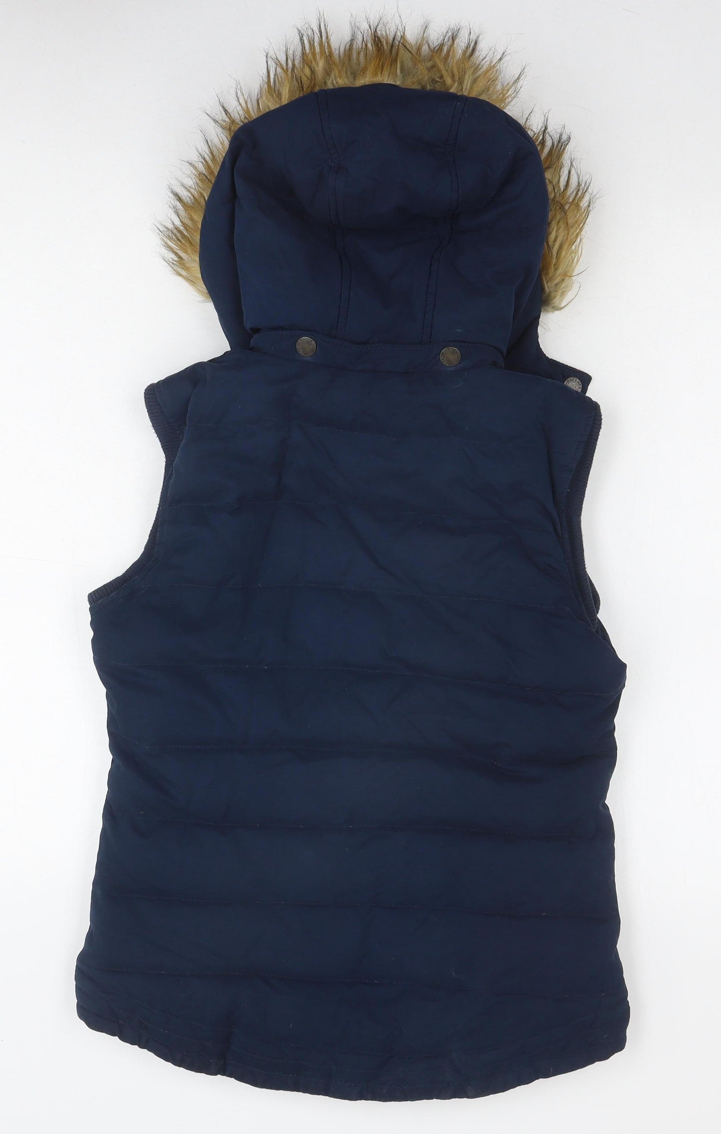 FatFace Women Navy Hooded Gilet Size 8 Puffer Vest