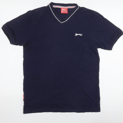 Slazenger Men's Blue V-Neck T-Shirt, Size S, Cotton